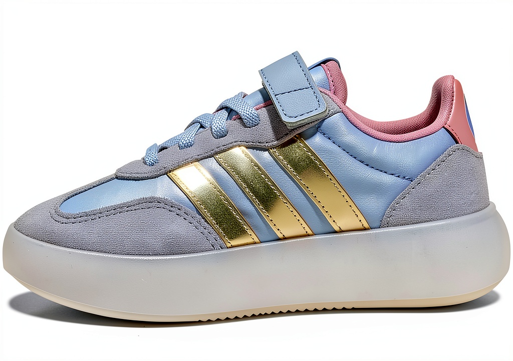 adidas Kids Barreda Decode shoes in Mint Ton color on a child during exercise