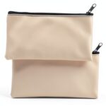 HAPINARY Beige PU Leather Zipper Money Bag Portable Cash-0