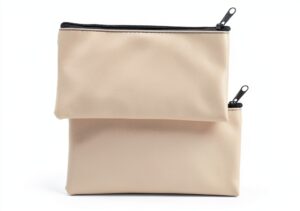 HAPINARY Beige PU Leather Zipper Money Bag Portable Cash-0