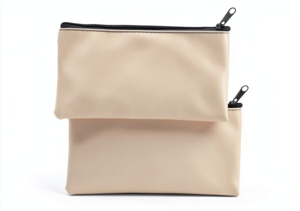 HAPINARY Beige PU Leather Zipper Money Bag Portable Cash-0