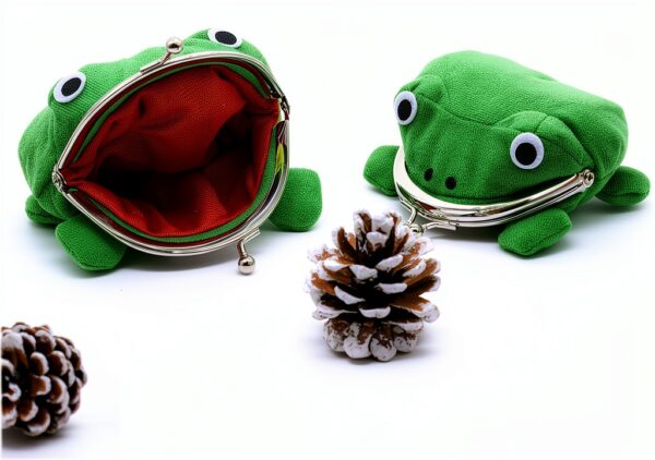 Frog Coin Purse Plush Fabric Kids Adults Small Items Storage-6