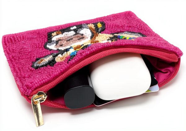 Handmade Beaded Coin Purse Unisex Child Zipper Closure-3