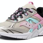 Saucony Kids Fitness Shoes Leather Silver Black SYF25KK4-0