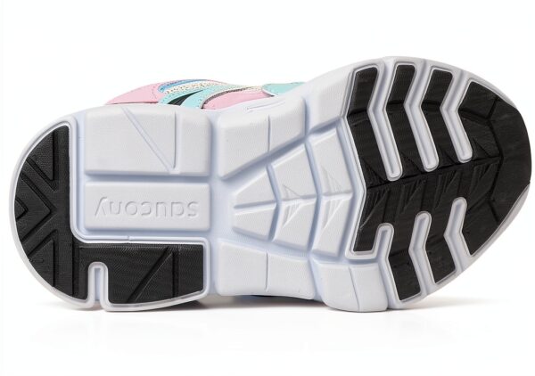 Saucony Kids Fitness Shoes Leather Silver Black SYF25KK4-2