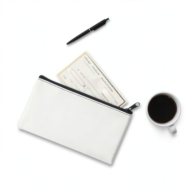 HAPINARY Beige PU Leather Zipper Money Bag Portable Cash-3