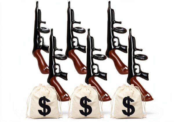 cssopenss Inflatable Gun Money Bag Props Role Play Party-0