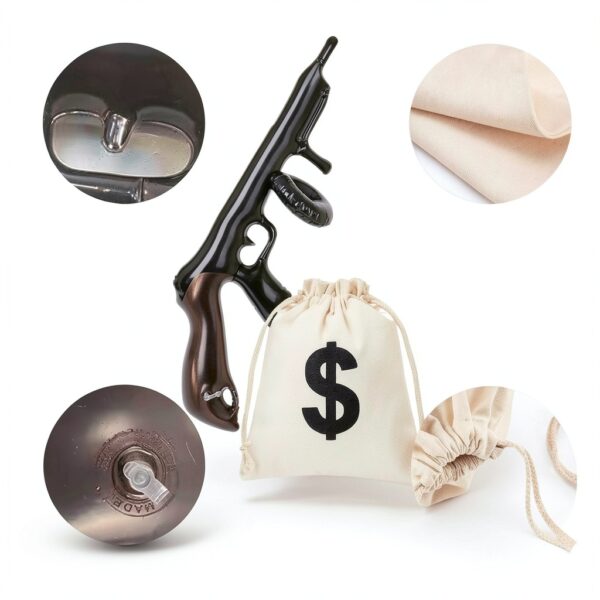 cssopenss Inflatable Gun Money Bag Props Role Play Party-2
