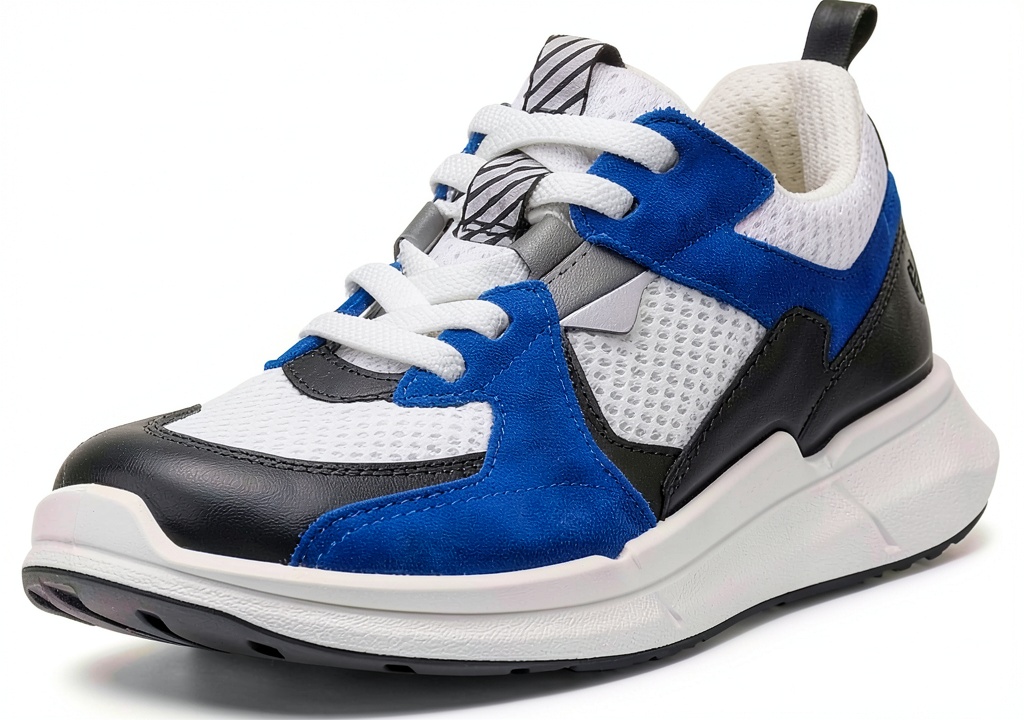 ECCO kids fitness shoes showing BIOM NATURAL MOTION design and reflective details