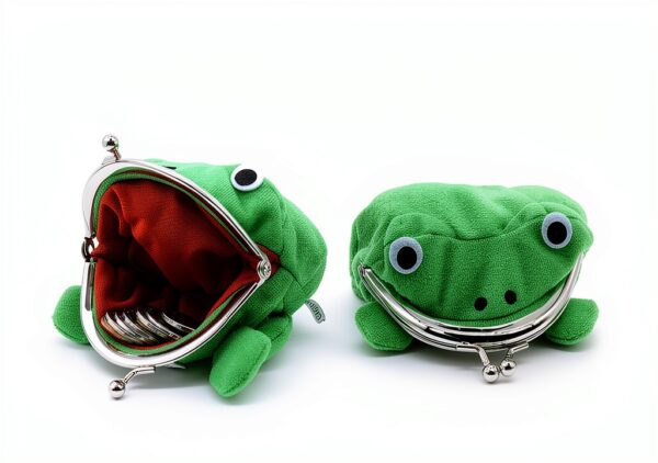Frog Coin Purse Plush Fabric Kids Adults Small Items Storage-4