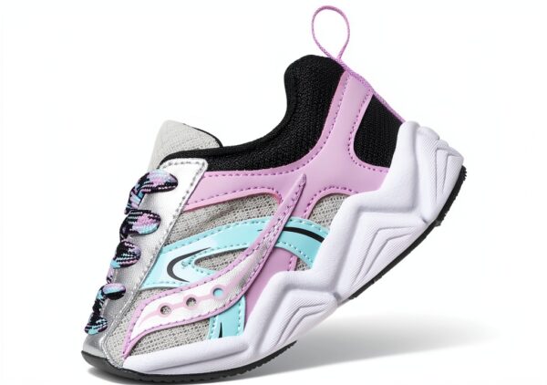 Saucony Kids Fitness Shoes Leather Silver Black SYF25KK4-5