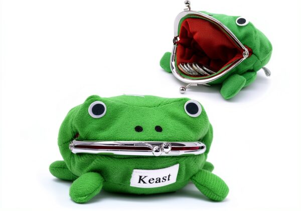 Frog Coin Purse Plush Fabric Kids Adults Small Items Storage-0