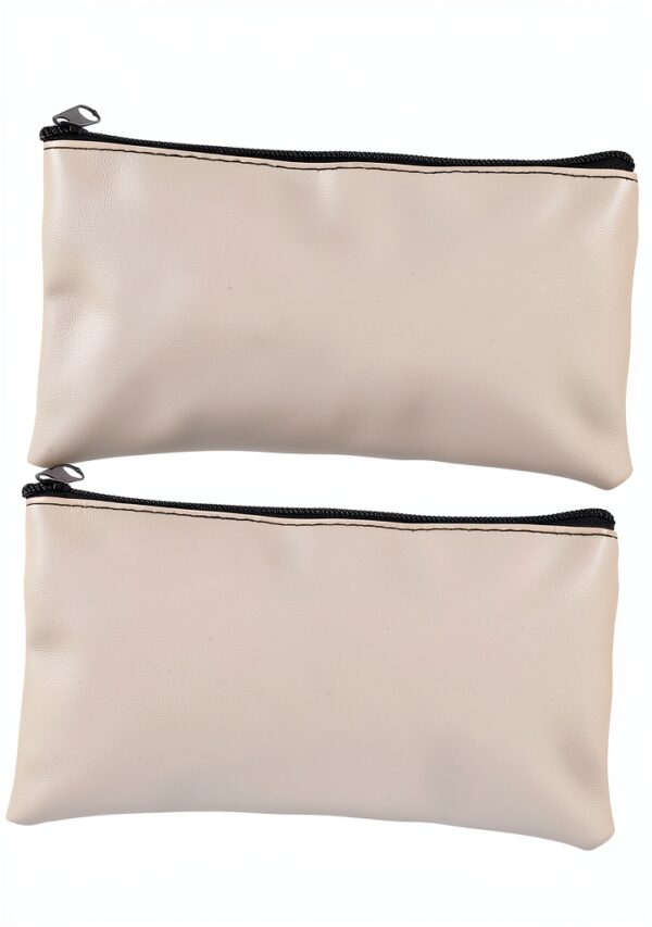 HAPINARY Beige PU Leather Zipper Money Bag Portable Cash-5