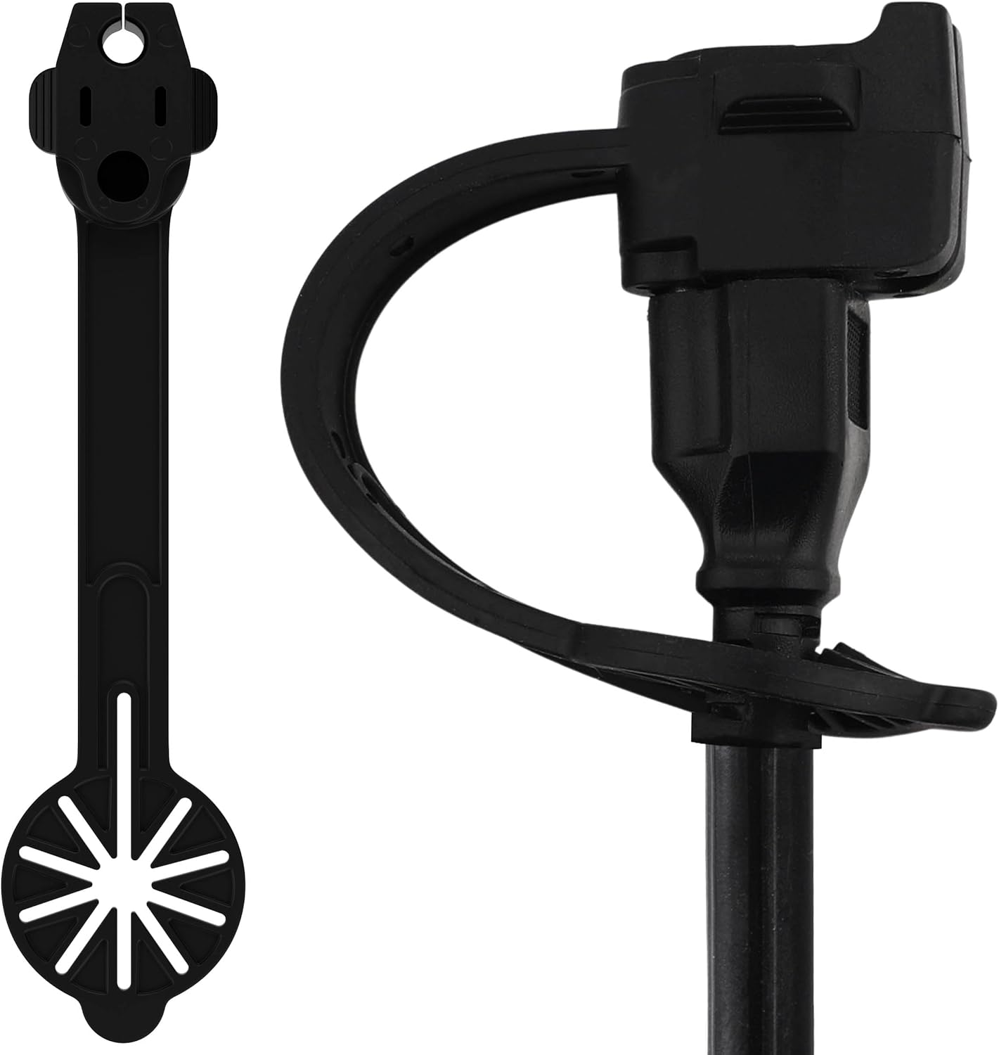 Prong Shield Plug Cover installed on an extension cord outdoors