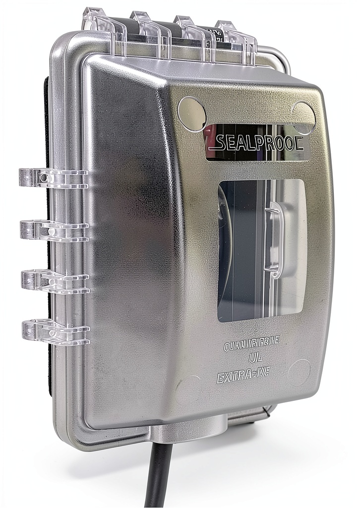 Sealproof outdoor outlet cover installed on a patio wall