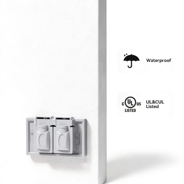 ELEGRP Outdoor Weatherproof Duplex Outlet Cover 1 Pack White-Vertical-2