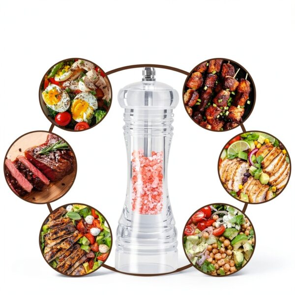 Acrylic Pepper Mill AGIgear Adjustable Coarseness Manual Grinder 6in-6