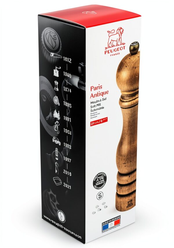 Peugeot Paris Classic Antique Salt Mill Natural Beech Wood 22cm-2