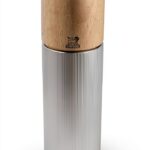 PEUGEOT - Line Salt Mill - Classic Grind Adjustment - Aluminium and Wood PEFC Certified - Made in France - Natural Color.18 cm -7"-0