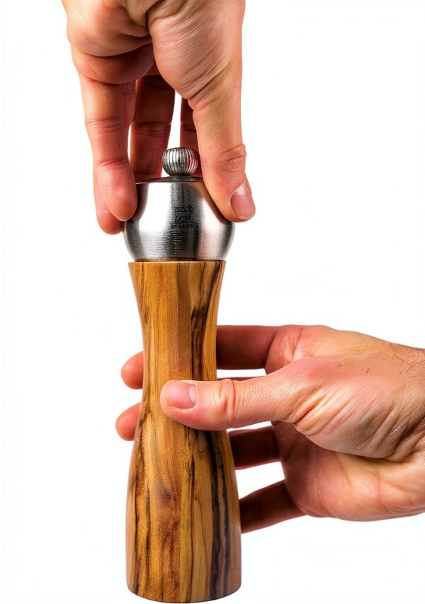 Peugeot Salt Mill Fidji Manual Olive Wood 6 Inch Adjustable Grinder-1
