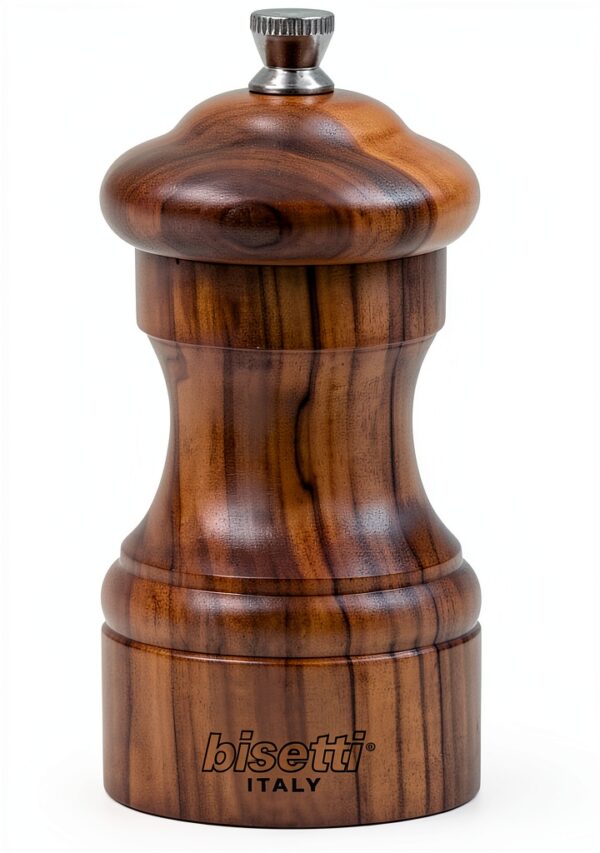 Olive Wood Salt Mill Bisetti 4 Inch Adjustable Grinder-0