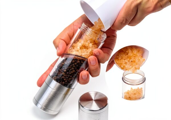 Salt and Pepper Grinder Eparé 2-in-1 Stainless Steel Refillable Combo-4
