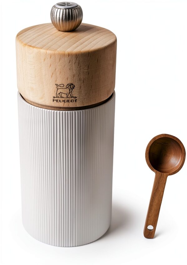 Peugeot Salt Mill Manual 12 cm Aluminum with Natural Wood Handle-0