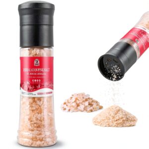 52USA Himalayan Pink Salt Grinder Set, 13.4oz (380g) Coarse Salt, Refillable Grinder Shakers with Adjustable Coarseness-0