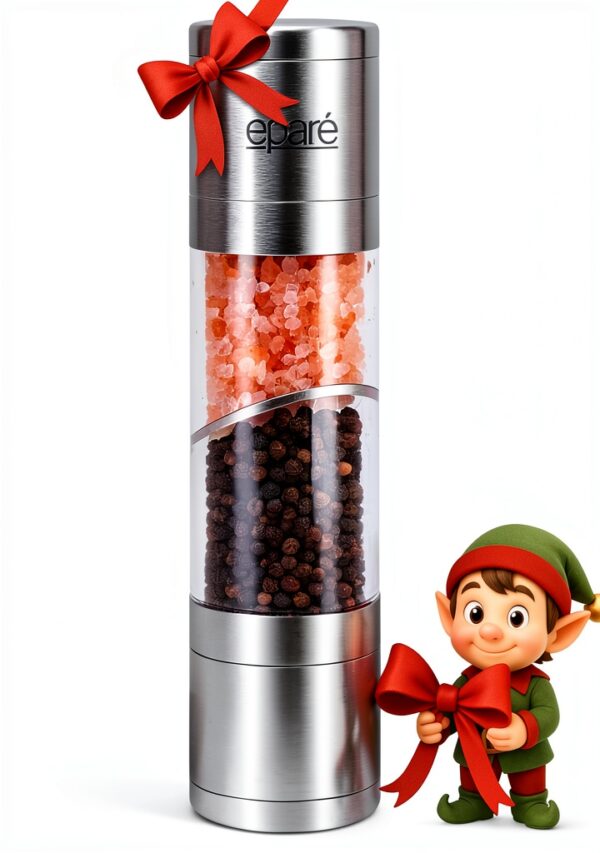 Salt and Pepper Grinder Eparé 2-in-1 Stainless Steel Refillable Combo-0