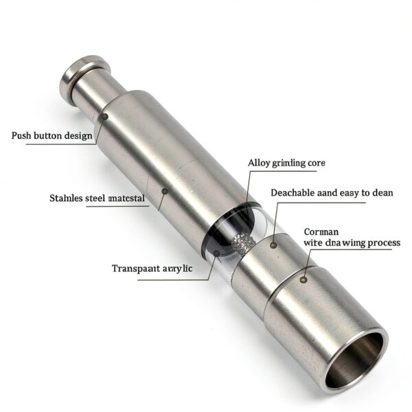 One Handed Seasoning Spice Mill by SoKalChw Silver Steel Grinder-2